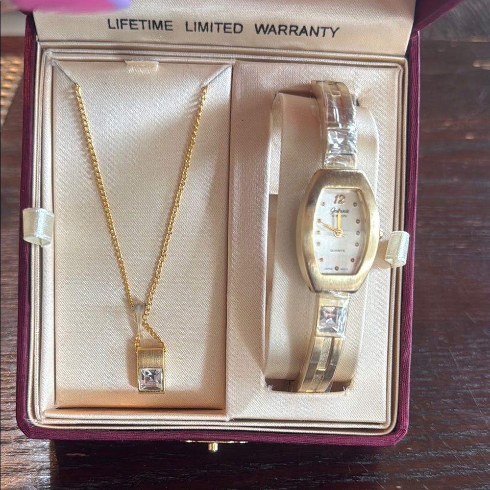 Gold Watch and Necklace Set